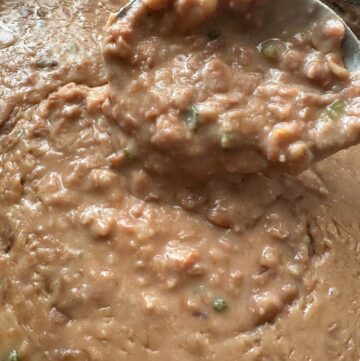 close up of finished product of refried beans